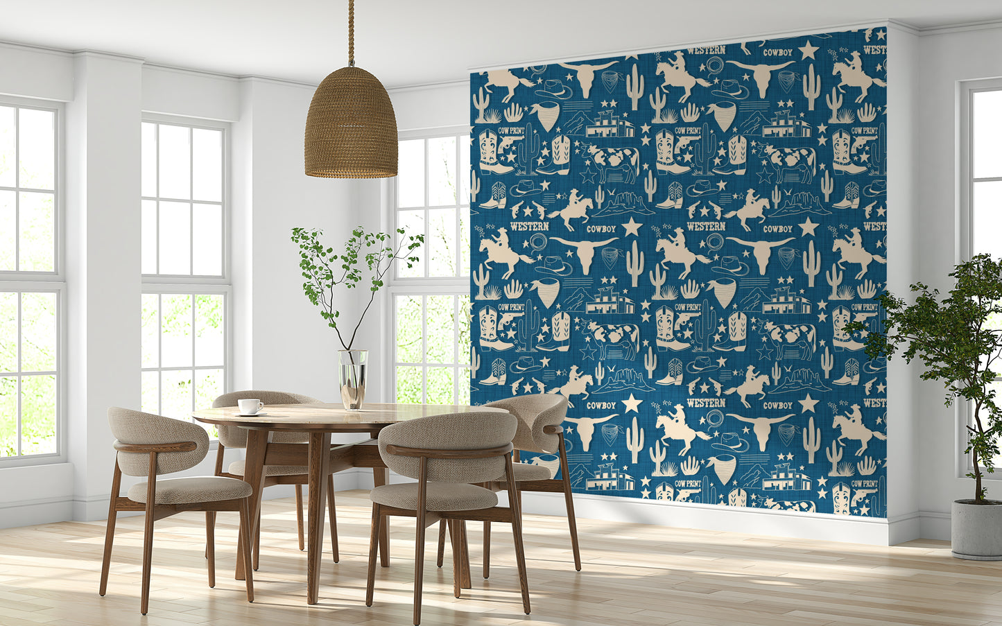 Rope and lasso graphic in Wild West Blueprint Wallpaper pattern.