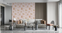Opulent bedroom Dusty Rose wall accent, subtle wallpaper mural.