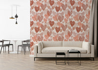 Whimsical Watercolour Hearts wall art, iridescent tones, beguiling home feel.