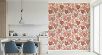 Coronal Watercolour Hearts wallpaper, limerence hues, warm nursery ambit.