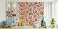 Gossamer Watercolour Hearts wallcover, rubicund valence, delightful refuge.