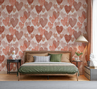 Dolce Watercolour Hearts wallpaper, sepia love motif, mellifluous pattern.