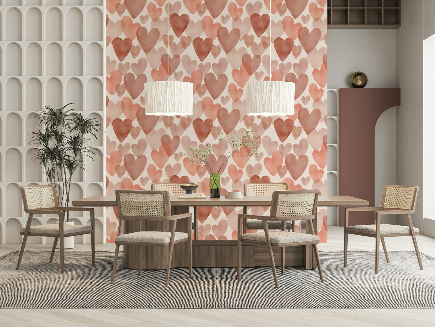 Plangent Watercolor Hearts design, swoon-worthy wall treatment, droll style.
