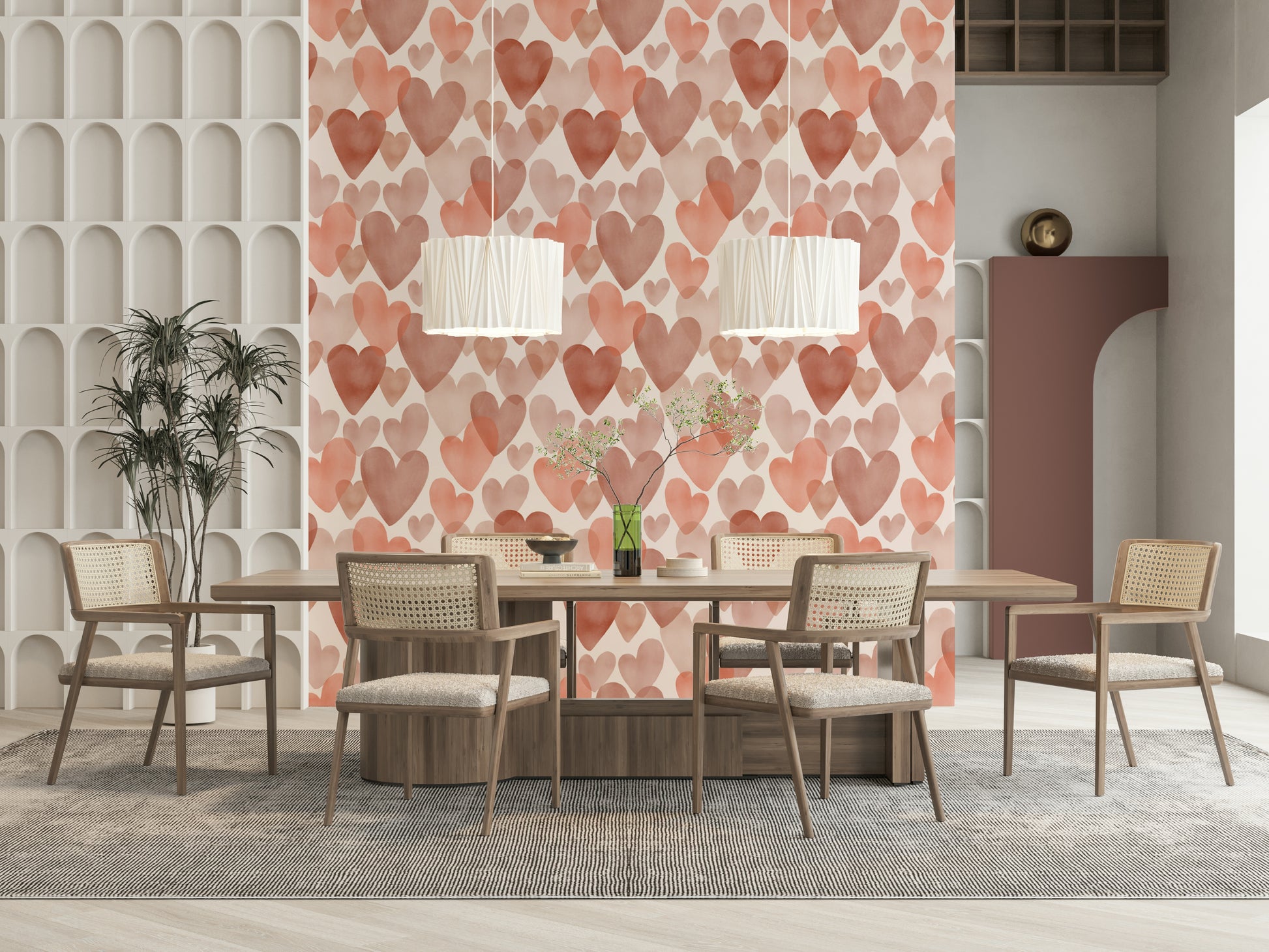 Plangent Watercolor Hearts design, swoon-worthy wall treatment, droll style.