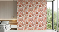 Quixotic Hearts wall mural, opaline colors, charming love panache.