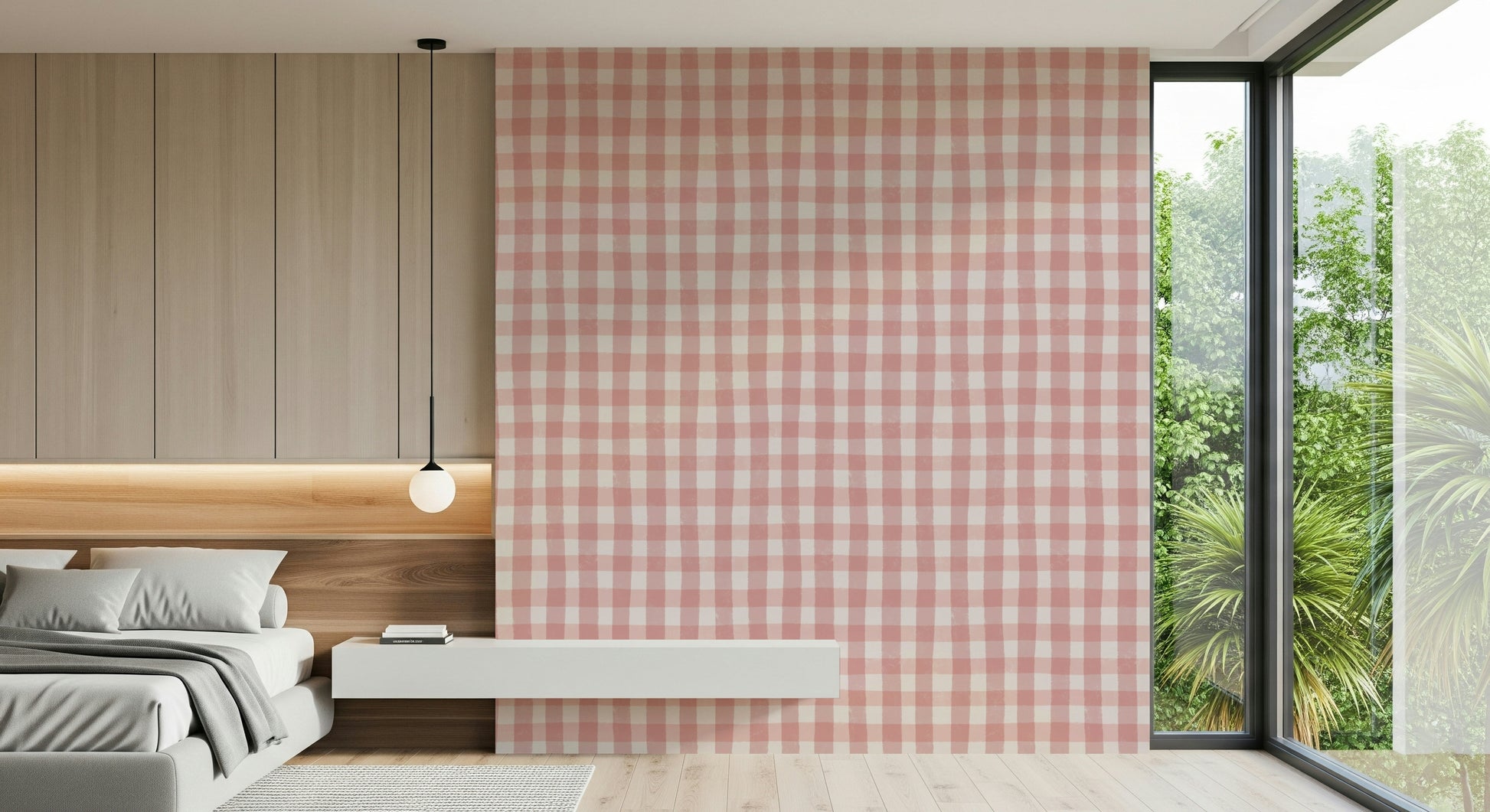 Soft, rustic, checkered Rosewater Gingham wall art.