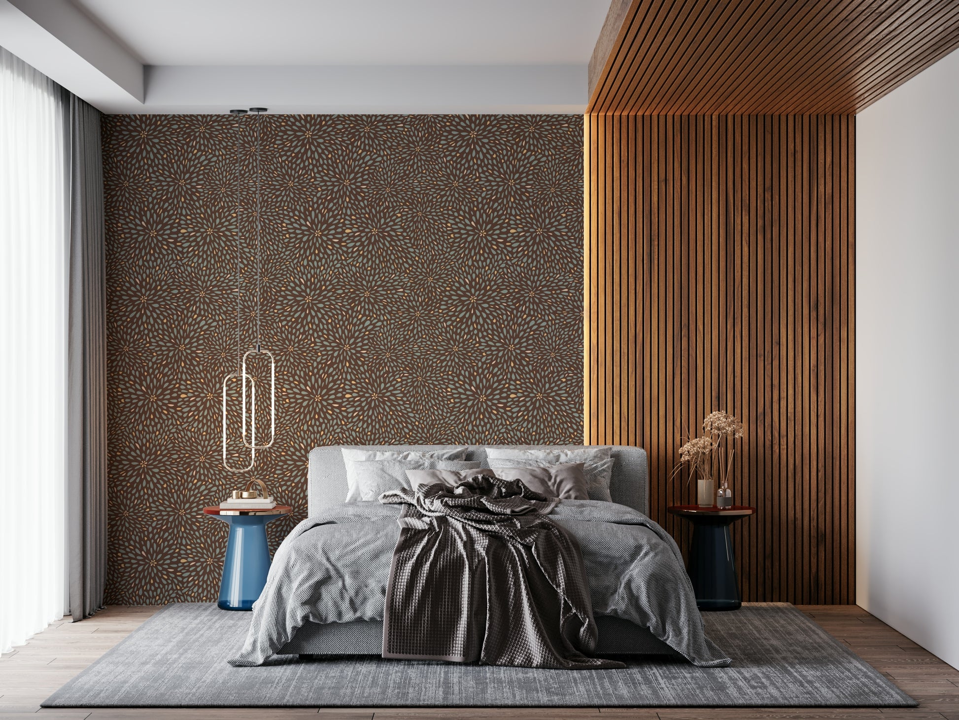 Charming Autumn Burst peel and stick wallpaper, decorative, easy-install design.
