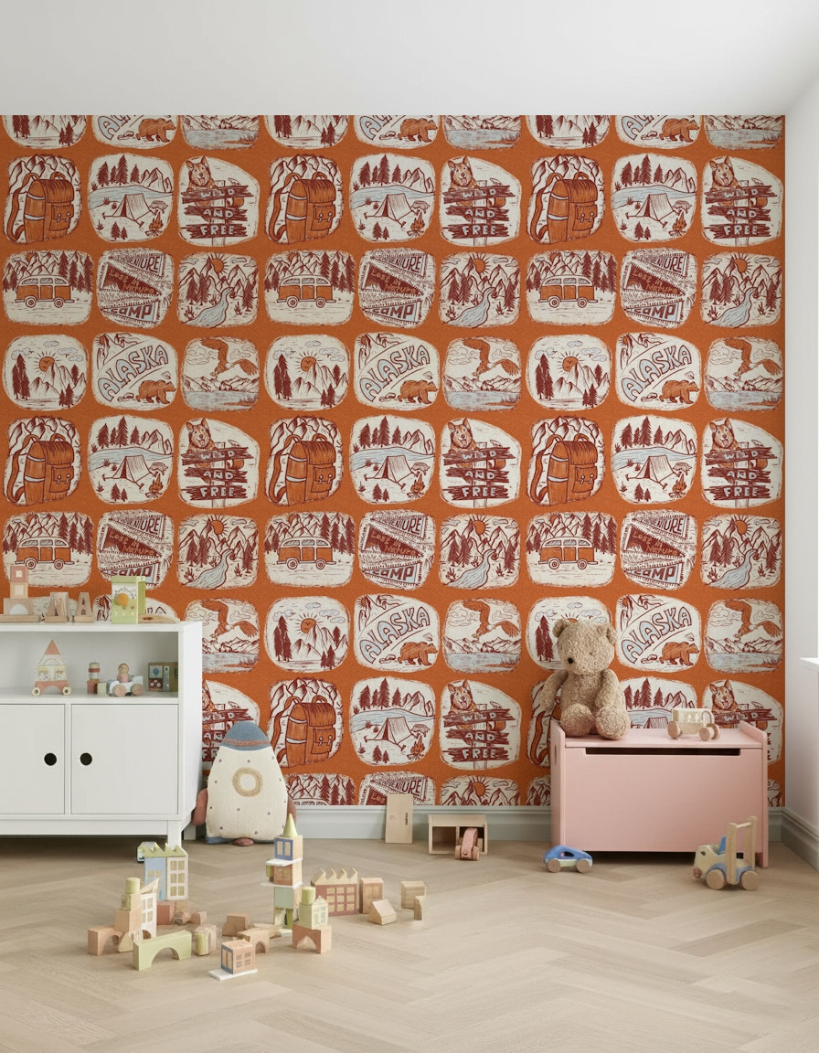 Durable Outdoor Explorer Wallpaper peel and stick, easy install.