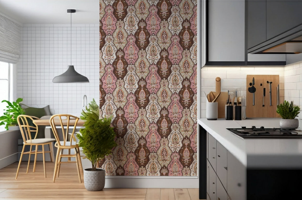 Blossom Weave Wallpaper, beautiful flowing botanical teardrop design.