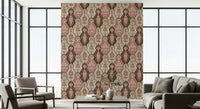 Luxury Blossom Weave Wallpaper, warm colors traditional motif print.