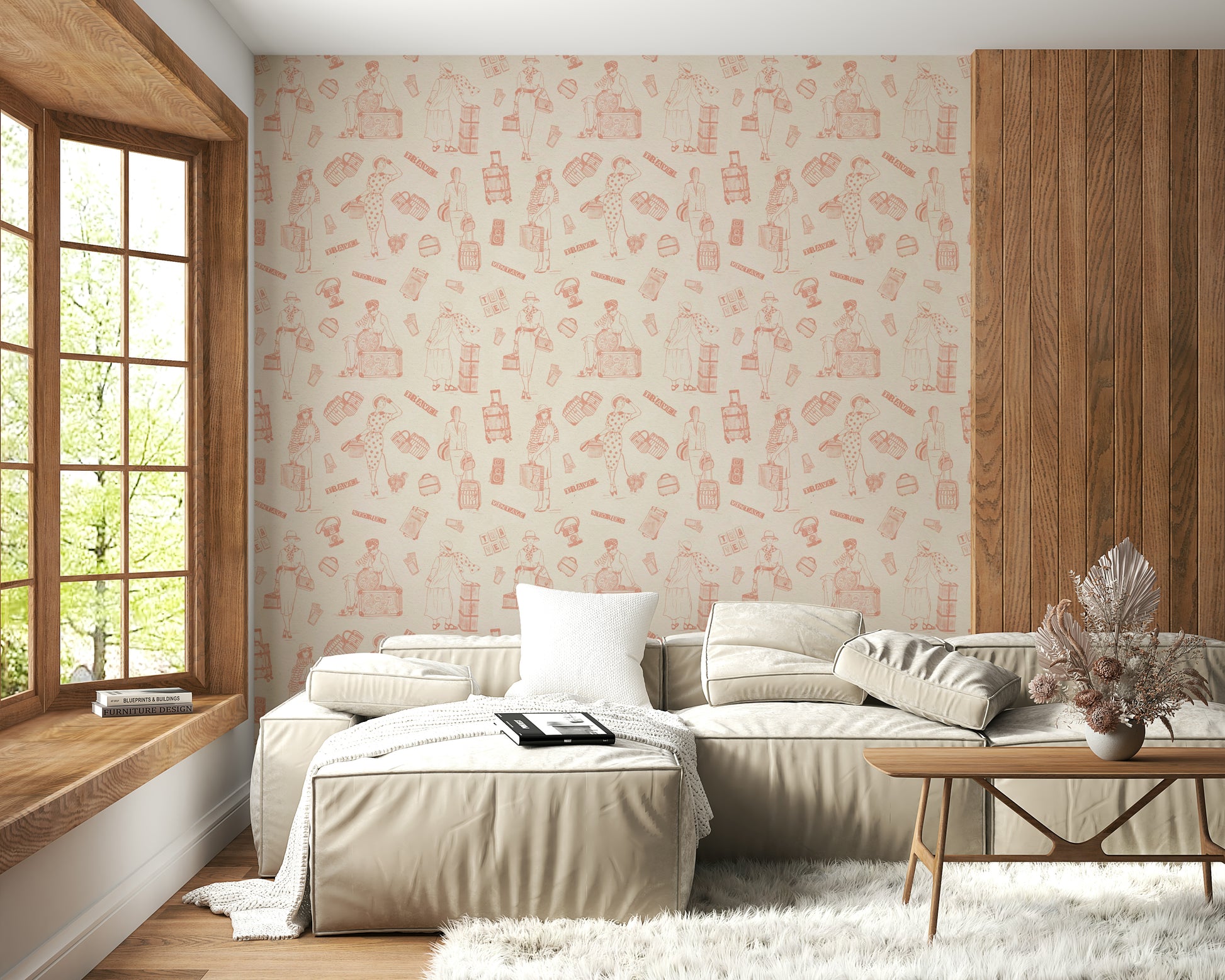Pink Vintage Wallpaper for walls, a stylish travel faff.