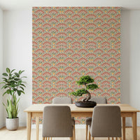 Boho Sunburst Bloom Wallpaper, scalloped, earthy, patterned.