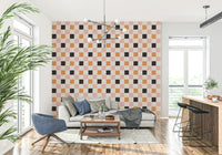 Quirky Block Party Wallpaper; a doughty and abstract checker pattern.