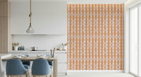 Terra Stripes Wallpaper Interlacing sienna tessellation pattern.