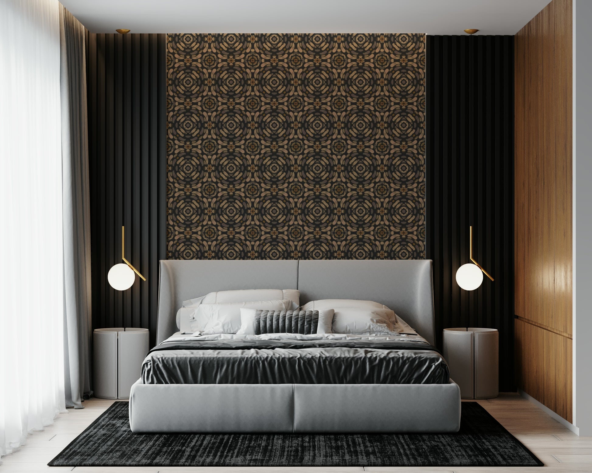 Earth Tones Symmetry Wallpaper: Bucolic dappled mandala.