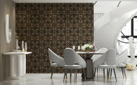 Tribal peel and stick wallpaper featuring rutilant dots.
