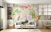 Painterly Meadow Wall Mural Luminous botanical tapestry of flowers.