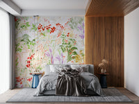 Sun-drenched rambling floral vista  Meadow wallpaper mural.