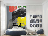 Wall mural, Redbluegreenyellow, bold brushwork, primal artistry.