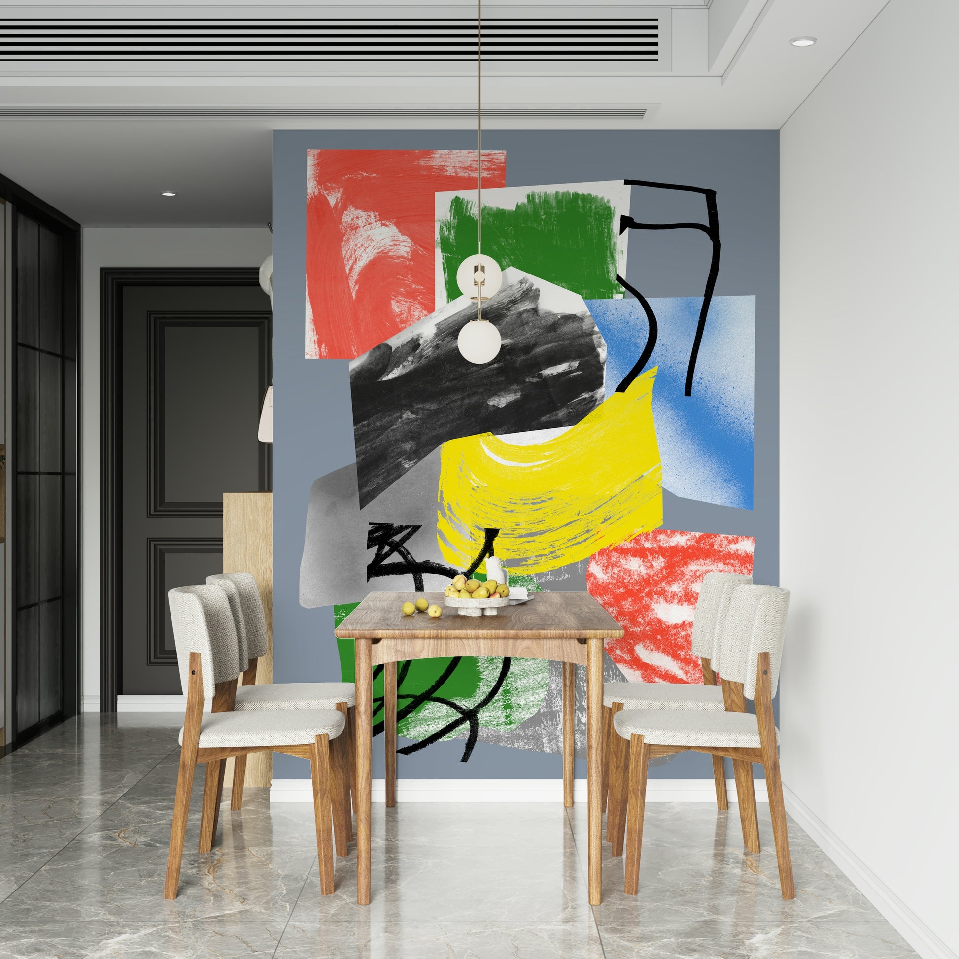 Abstract wallpaper, Redbluegreenyellow, kaleidoscopic strokes, modern art.