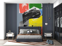 Wallpaper for walls, Redbluegreenyellow, dynamic artistic splashes.