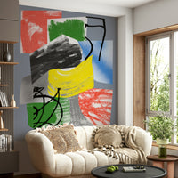 Redbluegreenyellow Wall Mural, bold color blocks, expressionist style.