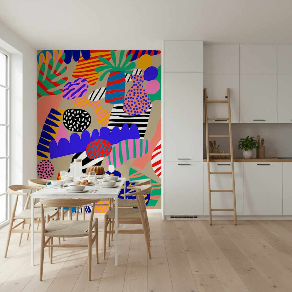 Jungle Jive Wall Mural, wacky tropical fever, boldly patterned wallpaper.