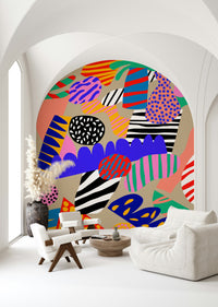 Jungle Jive Wall Mural, a kaleidoscopic wall mural, zany design.