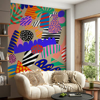 Peel and stick wallpaper, bizarre botanical chaos, Jungle Jive design.