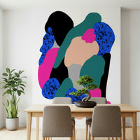 Vibrant Marathon Wall Mural in slimy black and peach.