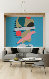 Capricious Balanced Forms Wall Mural, Scintillating Geometric Wallpaper.