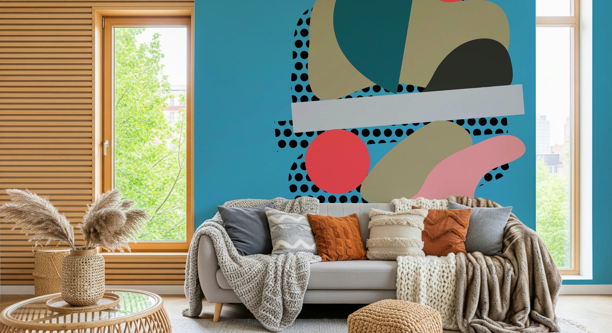Flummoxed Balanced Forms wallpaper for walls, Uncanny Art.