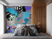 Ethereal, fragmented blocks, Melting Strips Wall Mural art.