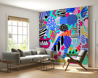 Bold decorative shapes Party forms wallpaper stimulating nursery background.