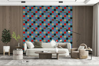 Retro gaze wallpaper with Peekaboo Retro Eyes Checkerboard Red Cream pattern.