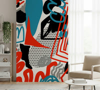 Creative Drawing Flow wallpaper mural with playful doodles and geometric forms.