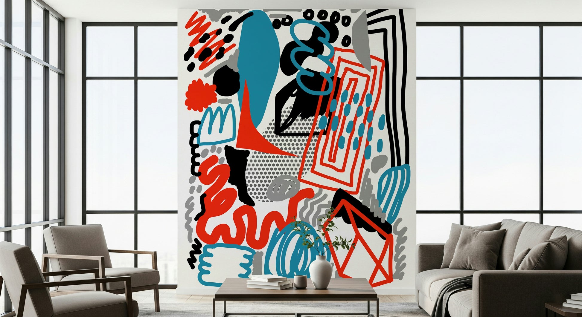 Expressive Drawing Flow wall mural highlighting a spontaneous, artistic composition.