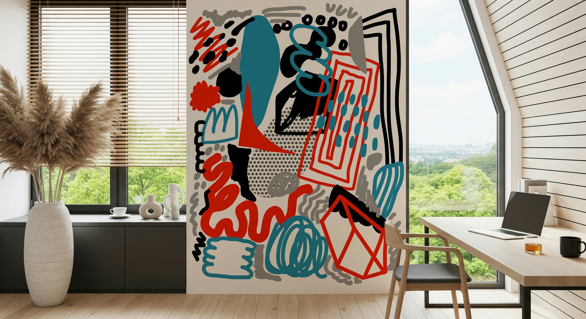 Urban chic Drawing Flow wallpaper for walls, perfect for contemporary spaces.