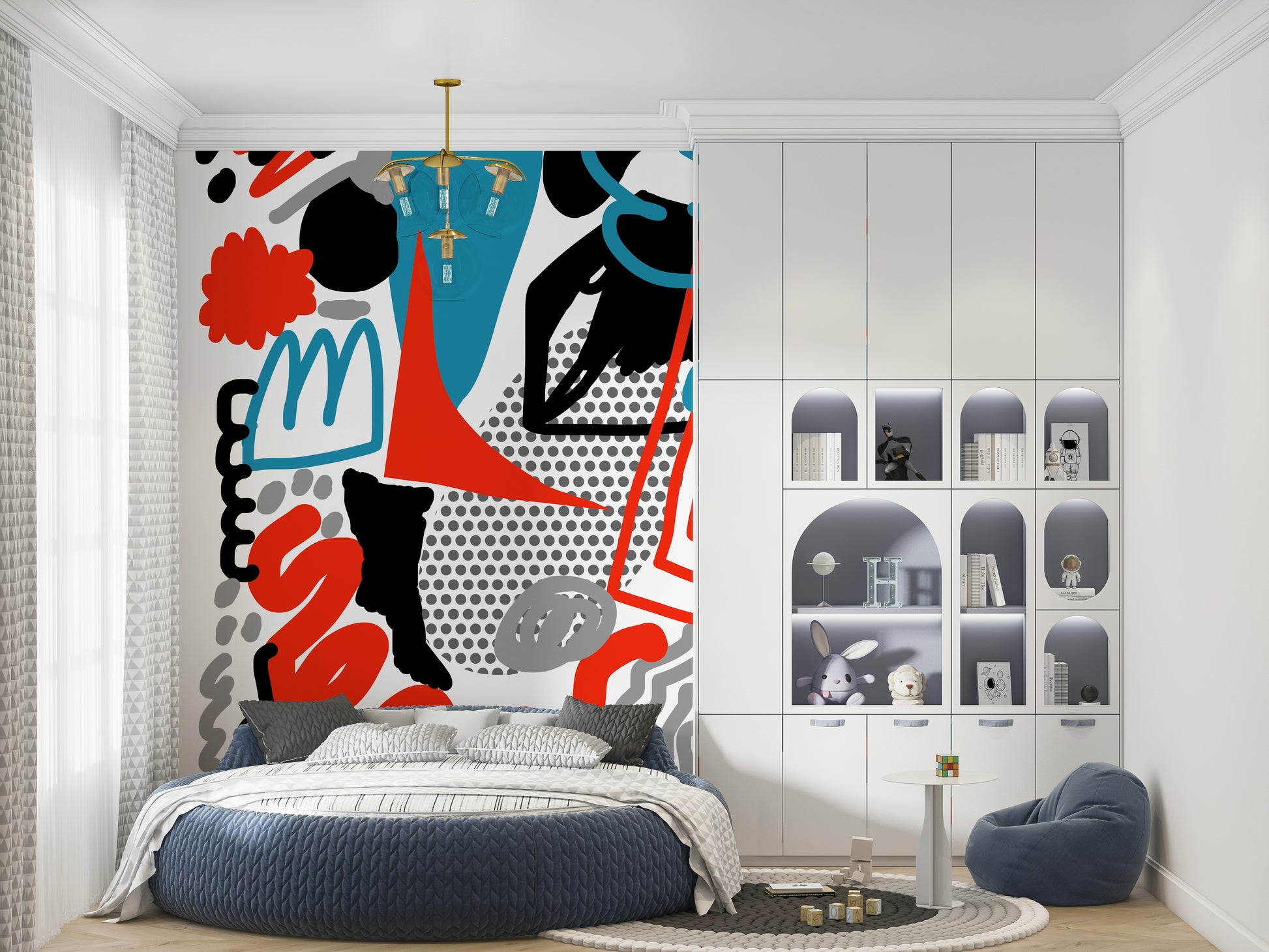 Artful Drawing Flow peel and stick wallpaper with captivating abstract details.