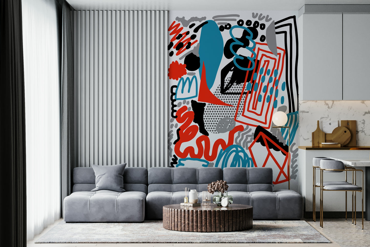 Modern Drawing Flow wallpaper design, a vibrant mix of artistic expression.