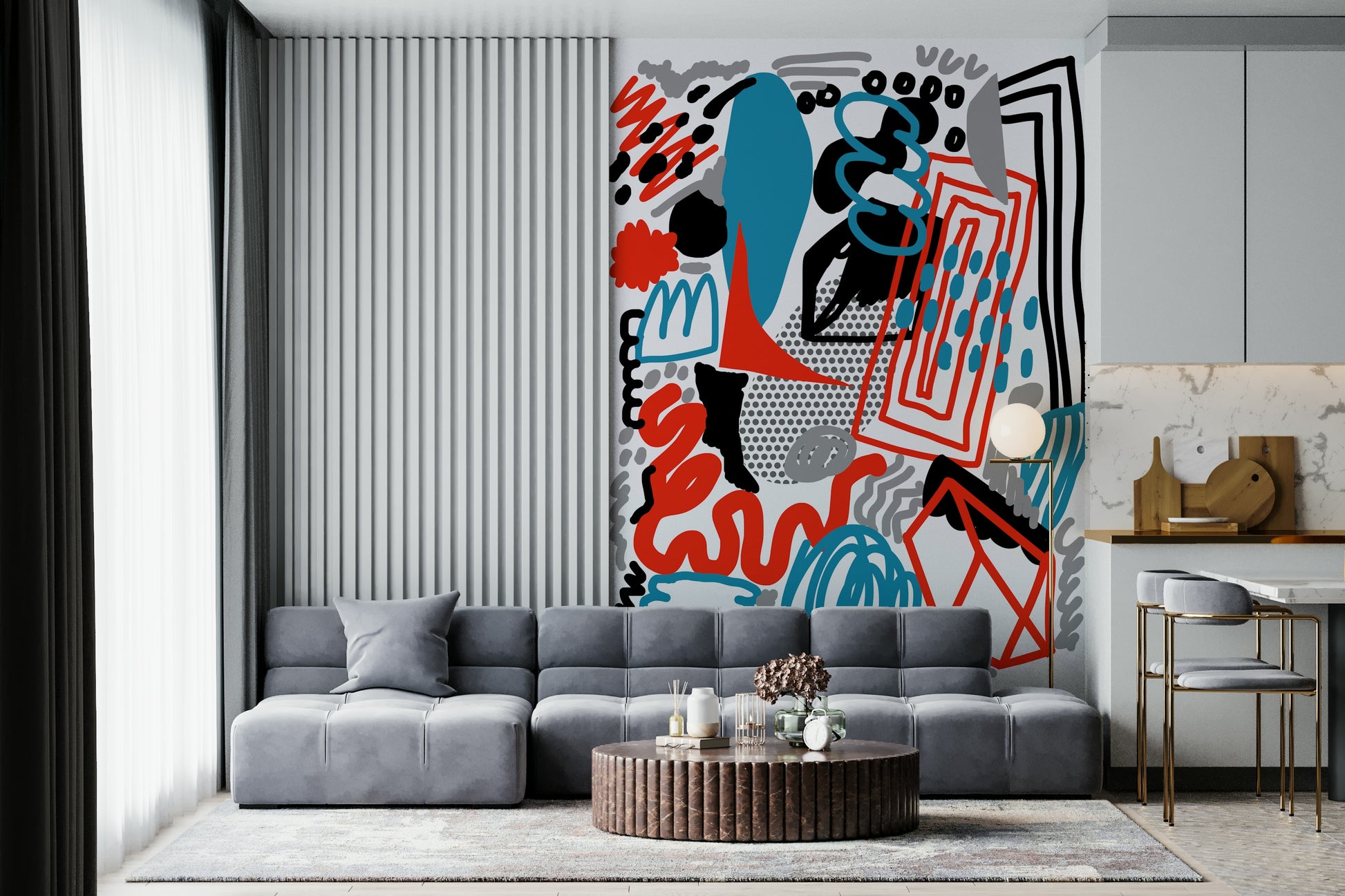 Modern Drawing Flow wallpaper design, a vibrant mix of artistic expression.