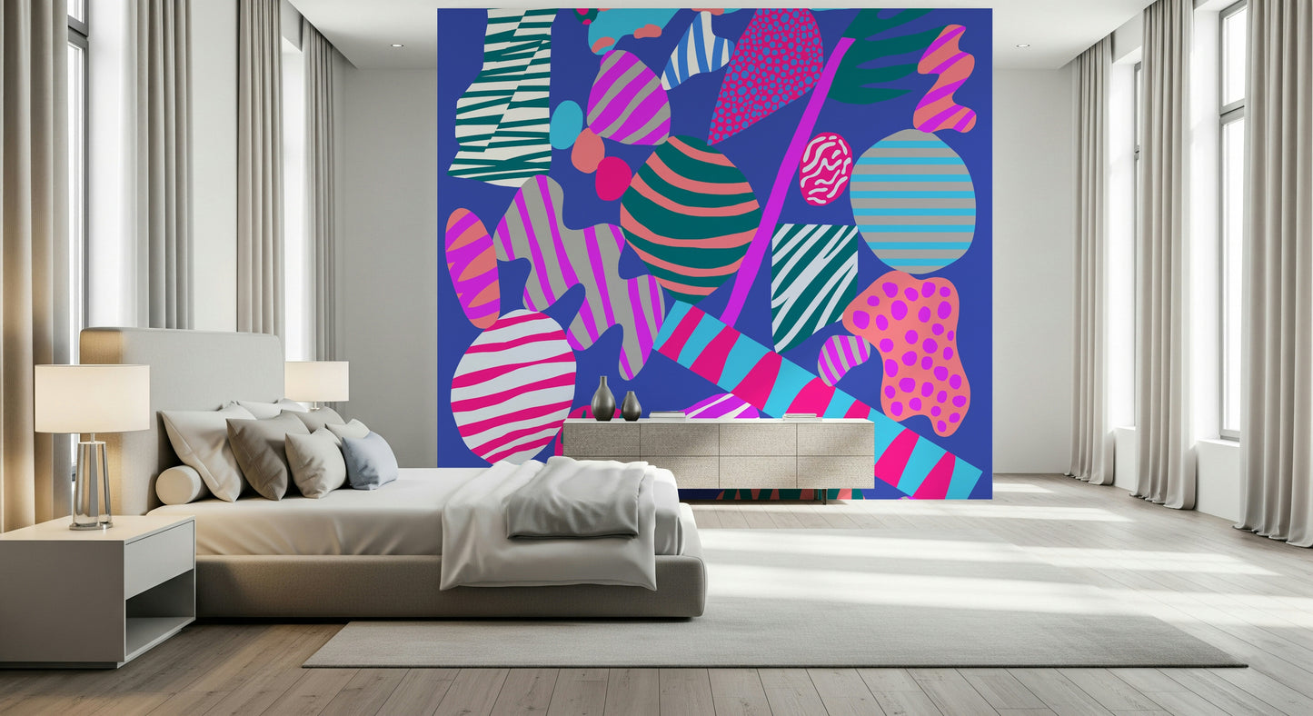 Dynamic Groovy Geometry wallpaper for walls with bold patterned forms and jagged lines.