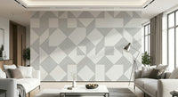 Grayscale effect Minimalist Line Blocks wallpaper creating depth through line density.