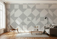 Modernist Minimalist Line Blocks wallpaper with interlocking geometric shapes.
