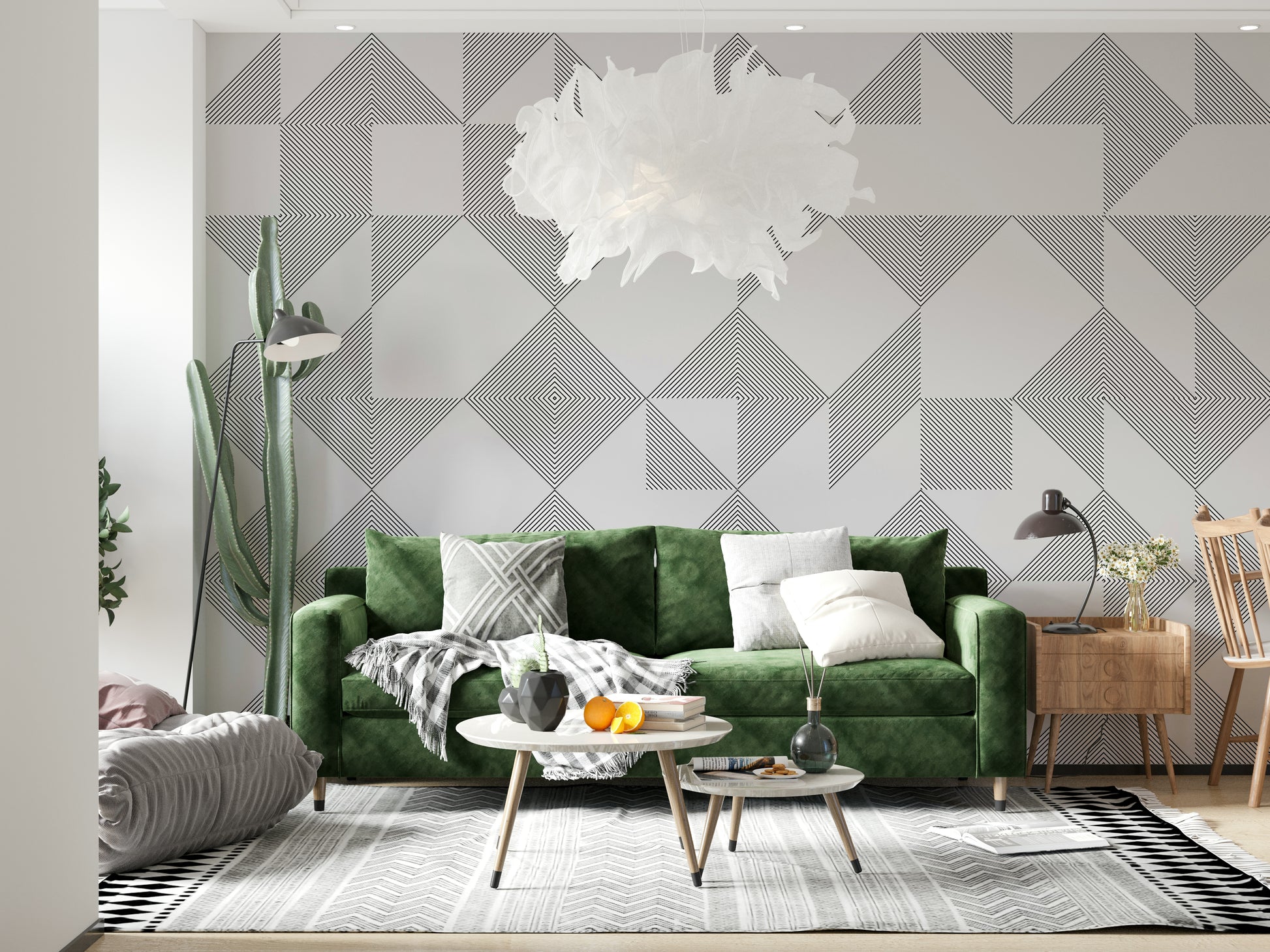 Contemporary style Minimalist Line Blocks wallpaper for an elegant home office.