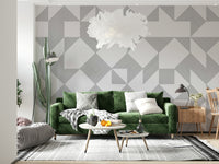 Contemporary style Minimalist Line Blocks wallpaper for an elegant home office.