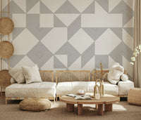 Minimalist Line Blocks architectural pattern mural with neatly placed blocks.