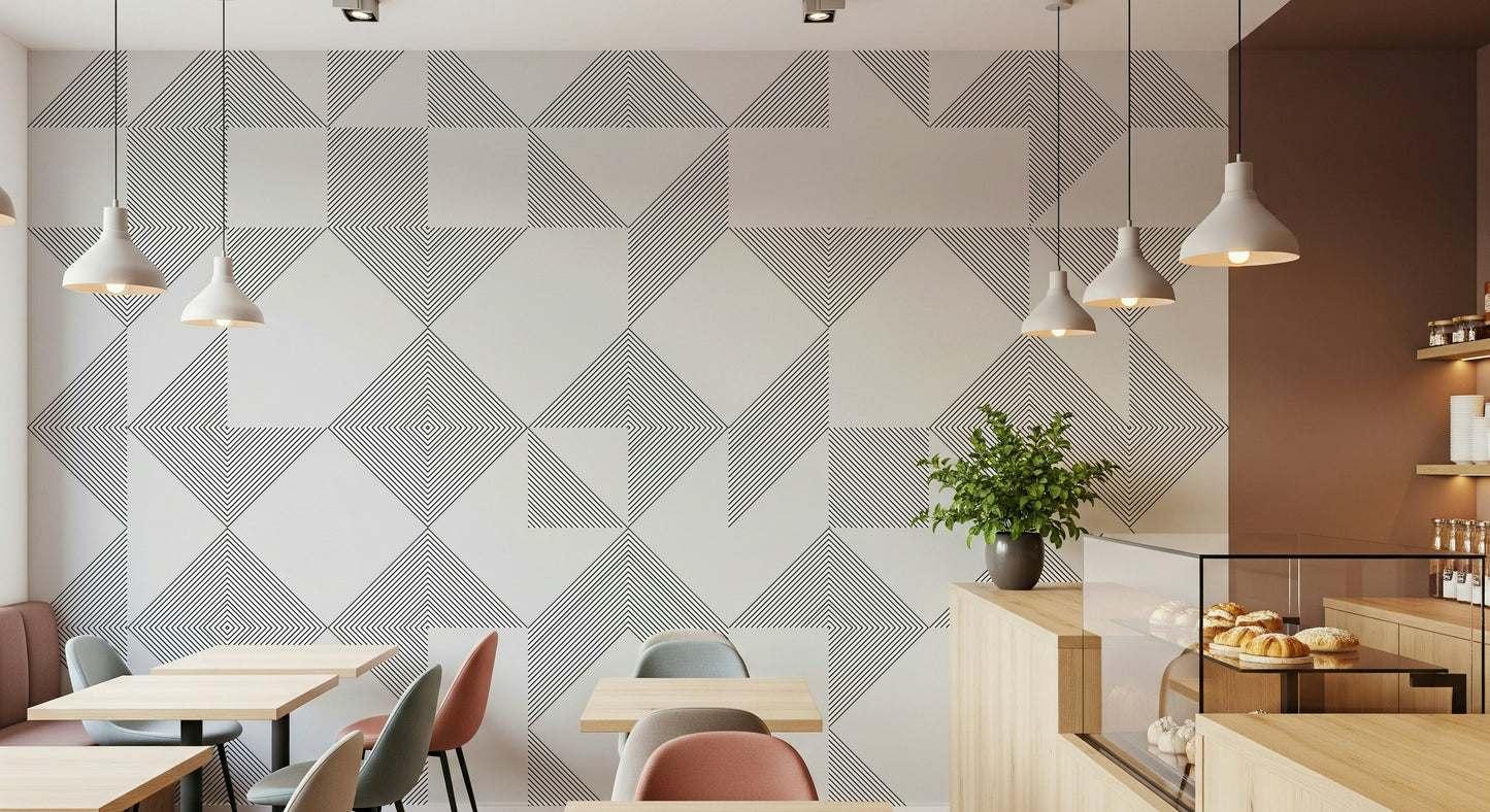 Sharp geometric Minimalist Line Blocks wall surface with intricate linear detail.