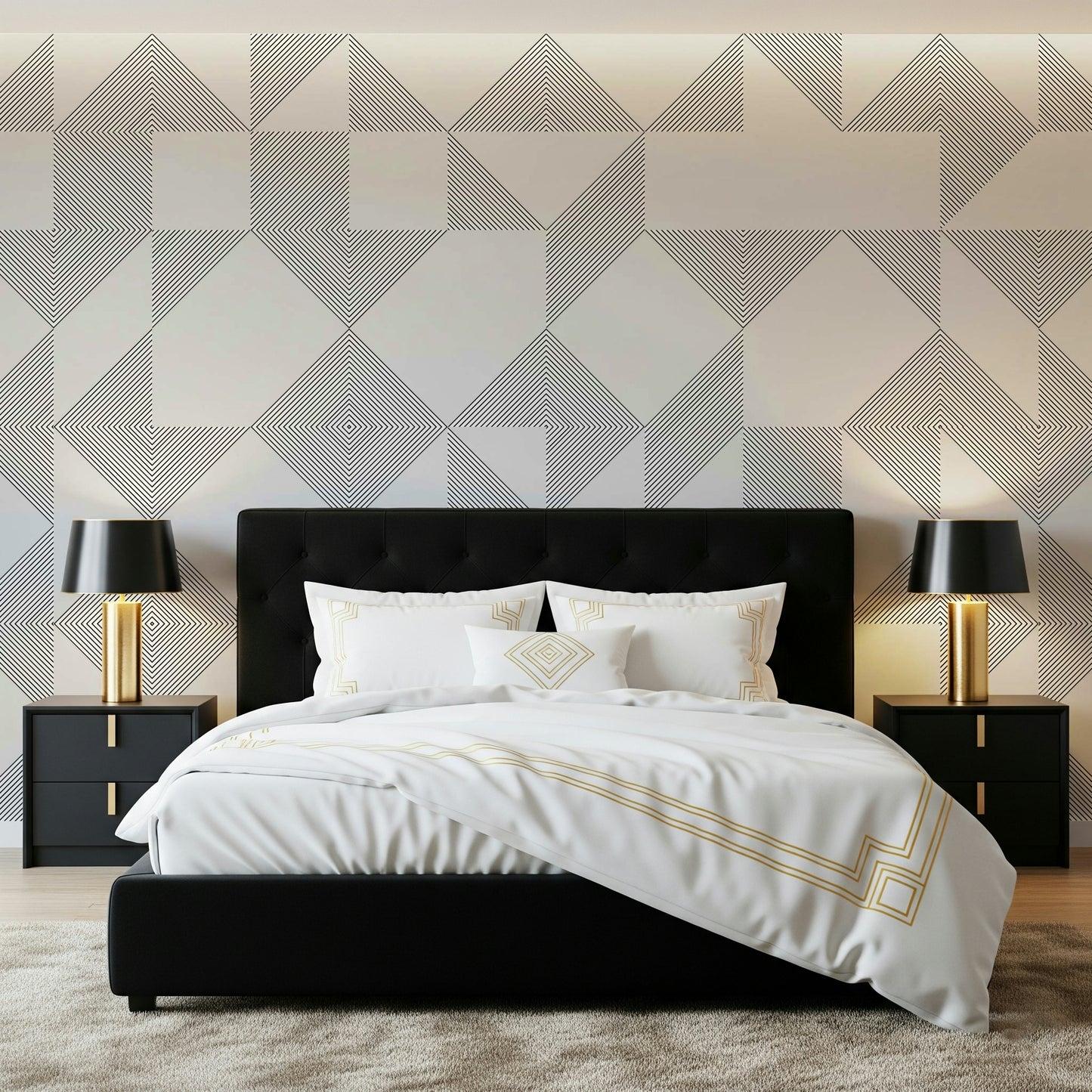 Clean aesthetic Minimalist Line Blocks mural perfect for a feature accent wall.