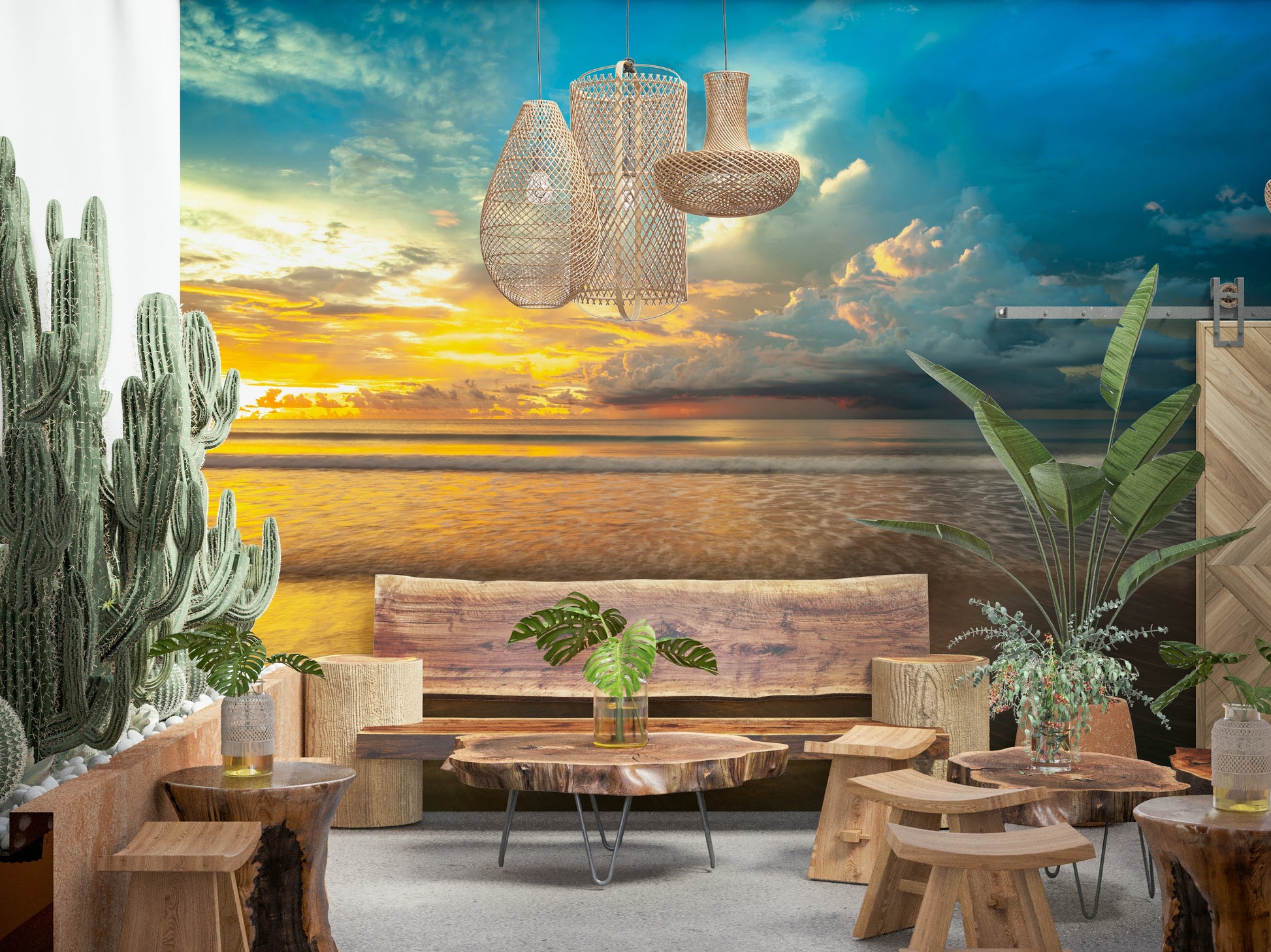 Dramatic sky over the Borneo coast on a vivid wallpaper.